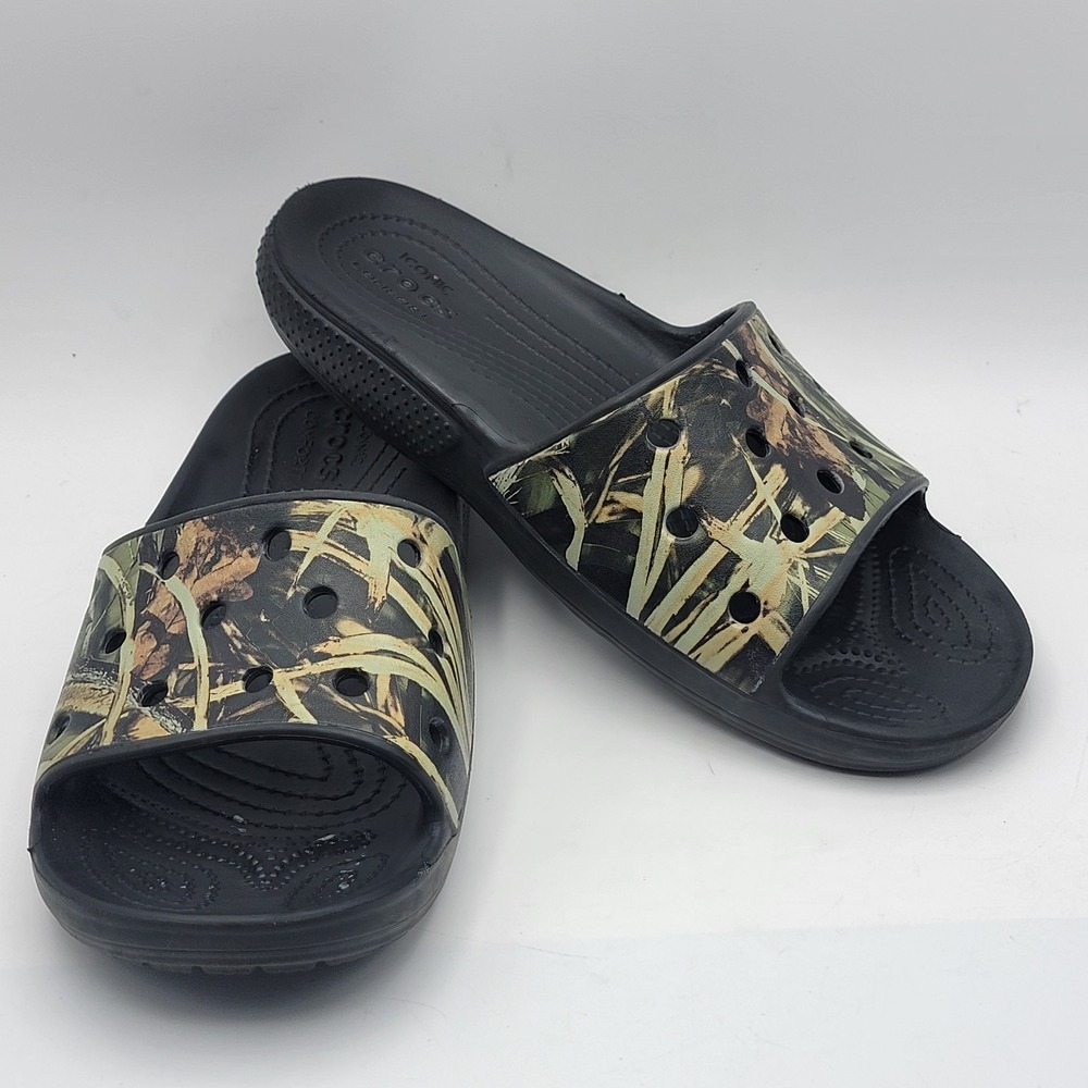 Crocs‎ Classic Realtree Edge Camo Slides Mens 6 Womens 8 Black Sandals